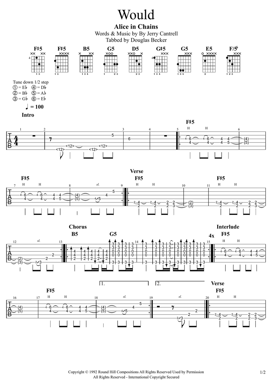 Would? Would? Acoustic Guitar scores gallery preview page 1