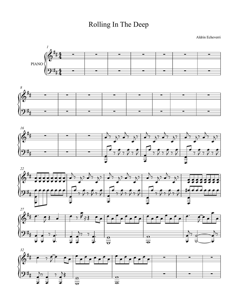 Rolling In The Deep Rolling In The Deep Piano Solo scores gallery preview page 1