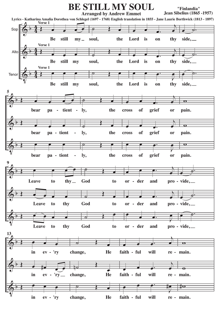 Be Still My Soul A Cappella SAT SAT scores gallery preview page 1