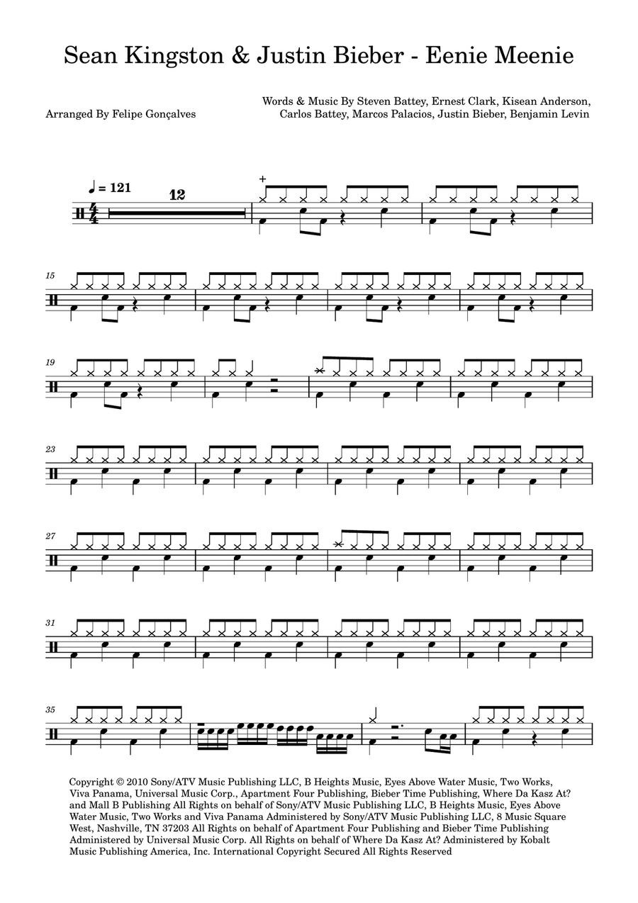 Eenie Meenie Eenie Meenie Drum Set scores gallery preview page 1