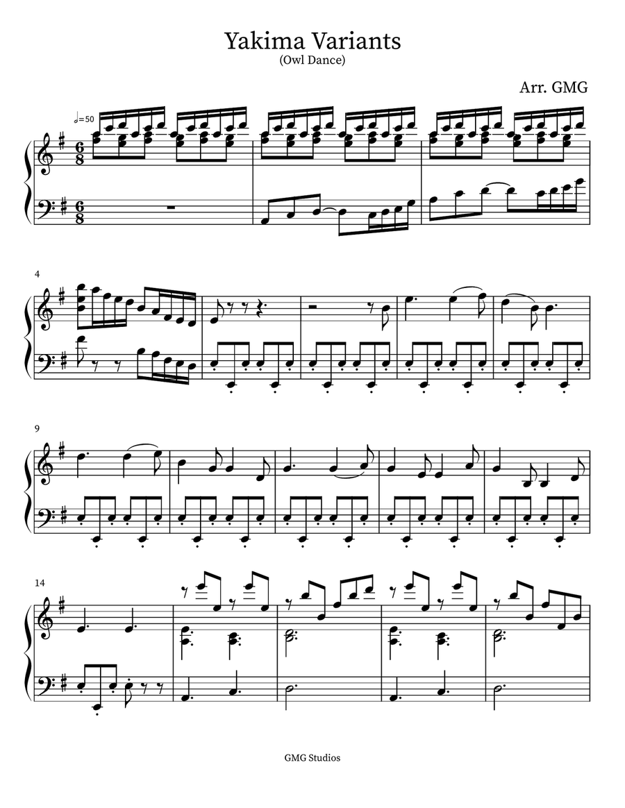 Yakima Variants Piano scores gallery preview page 1