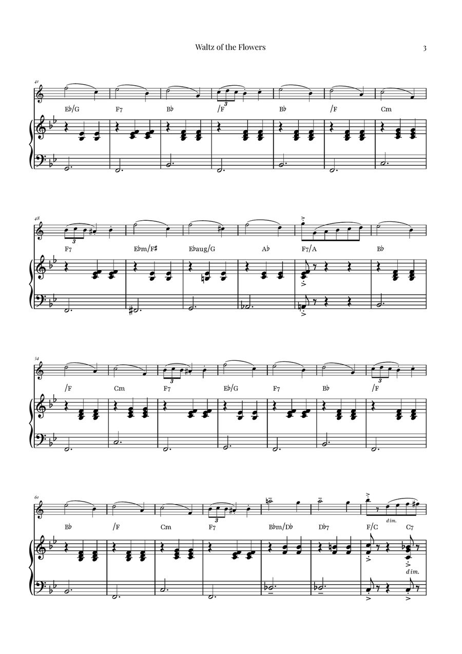 Waltz of the Flowers (Tchaikovsky) | Exquisite Sheet Music B-Flat Clarinet scores gallery preview page 3