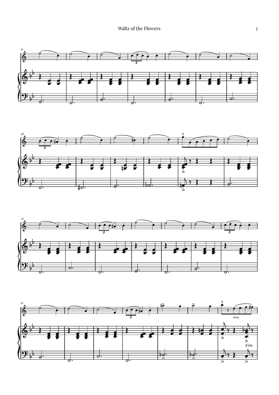 Waltz of the Flowers (Tchaikovsky) | Exquisite Sheet Music B-Flat Clarinet scores gallery preview page 3