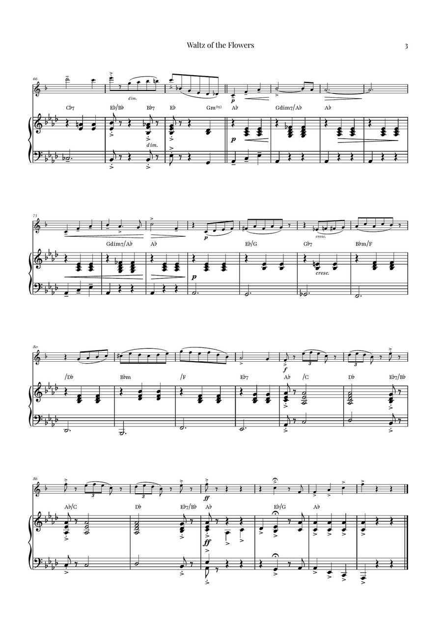 Waltz of the Flowers (Tchaikovsky) | Exquisite Sheet Music Alto Saxophone scores gallery preview page 3