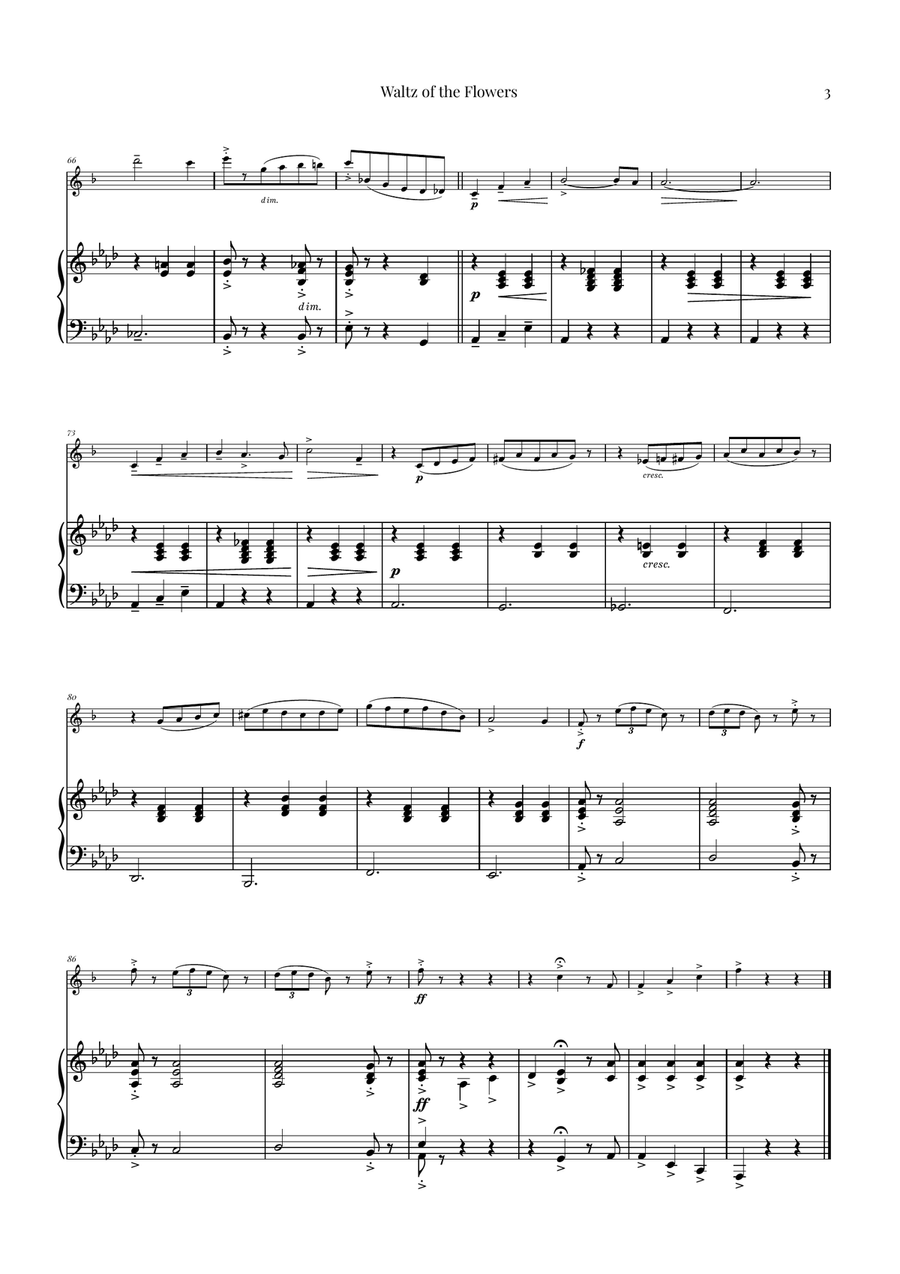 Waltz of the Flowers (Tchaikovsky) | Exquisite Sheet Music Alto Saxophone scores gallery preview page 3