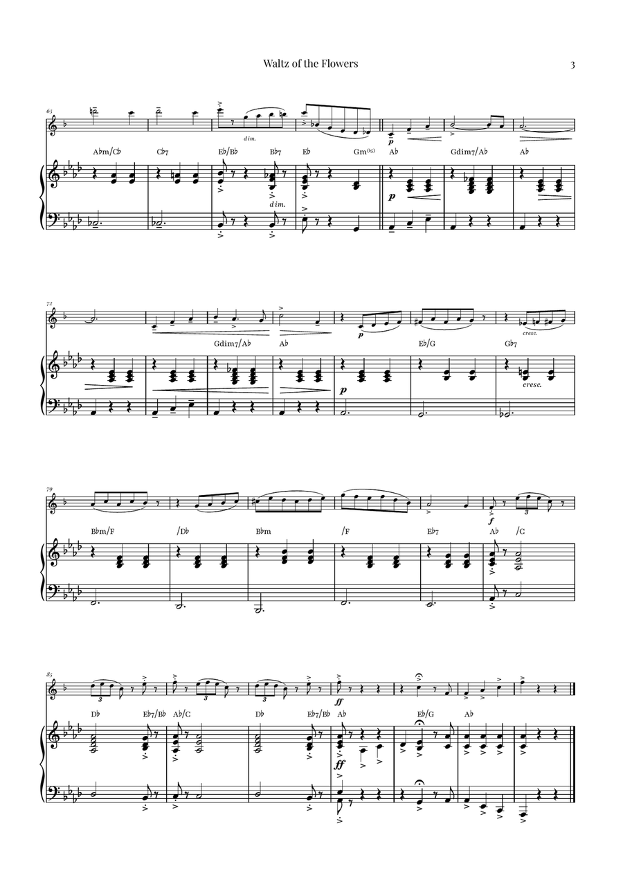 Waltz of the Flowers (Tchaikovsky) | Exquisite Sheet Music Baritone Saxophone scores gallery preview page 3
