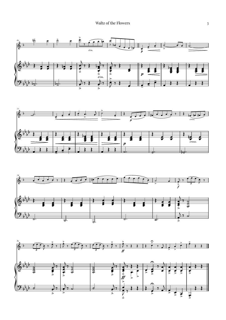 Waltz of the Flowers (Tchaikovsky) | Exquisite Sheet Music Baritone Saxophone scores gallery preview page 3