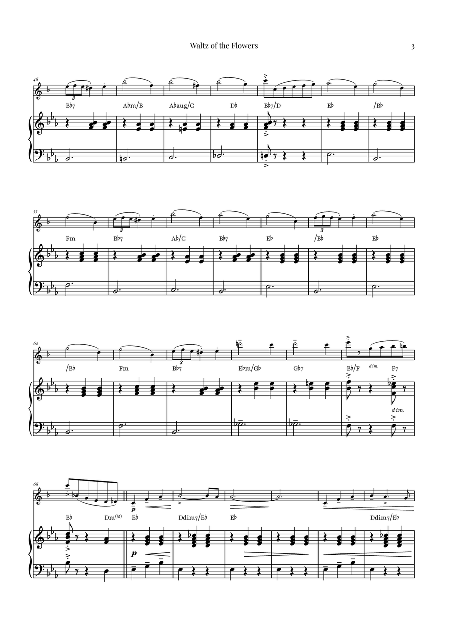 Waltz of the Flowers (Tchaikovsky) | Exquisite Sheet Music Soprano Saxophone scores gallery preview page 3