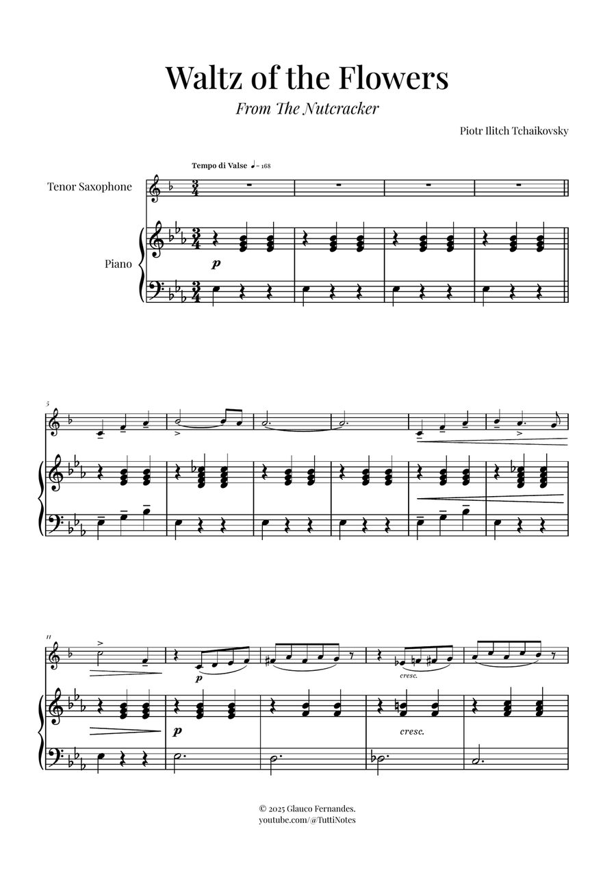 Waltz of the Flowers (Tchaikovsky) | Exquisite Sheet Music Tenor Saxophone scores gallery preview page 1