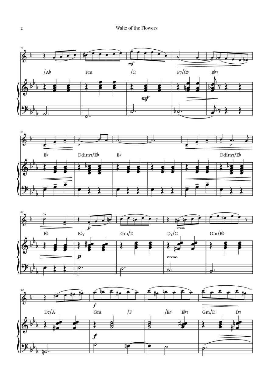 Waltz of the Flowers (Tchaikovsky) | Exquisite Sheet Music Tenor Saxophone scores gallery preview page 2
