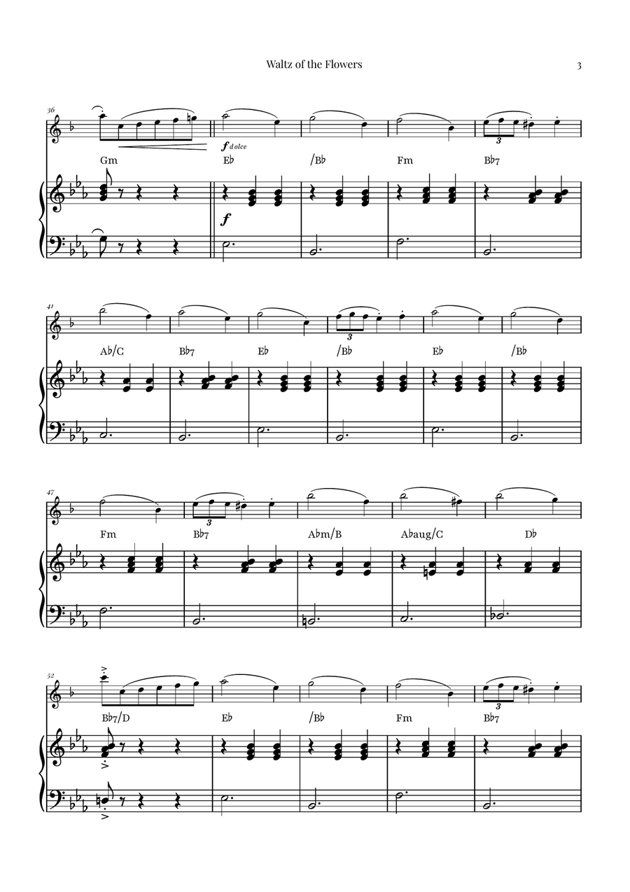 Waltz of the Flowers (Tchaikovsky) | Exquisite Sheet Music Tenor Saxophone scores gallery preview page 3
