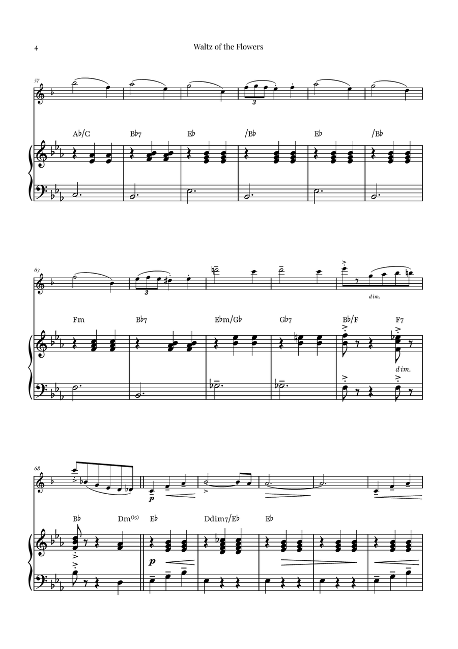 Waltz of the Flowers (Tchaikovsky) | Exquisite Sheet Music Tenor Saxophone scores gallery preview page 4