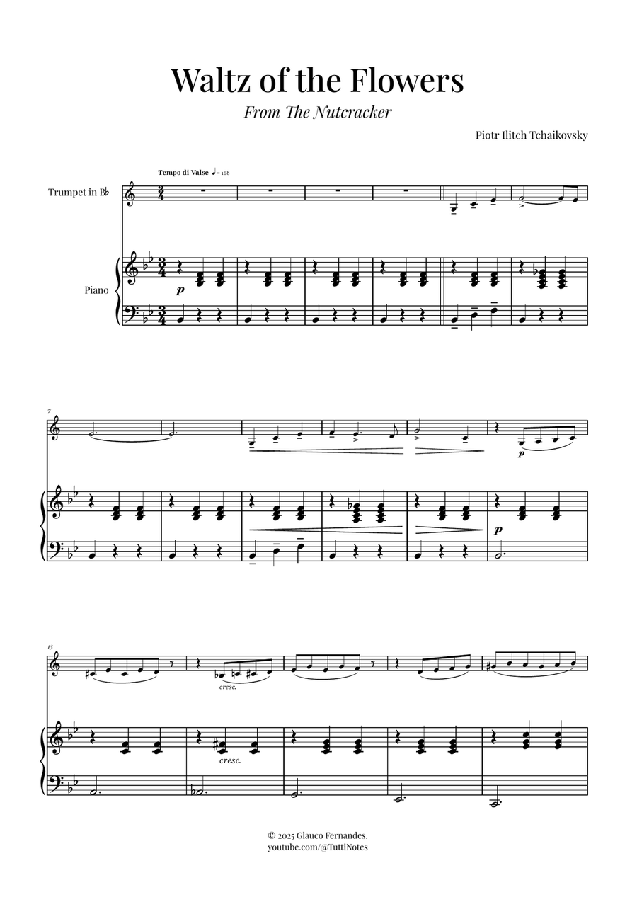 Waltz of the Flowers (Tchaikovsky) | Exquisite Sheet Music B-Flat Trumpet scores gallery preview page 1