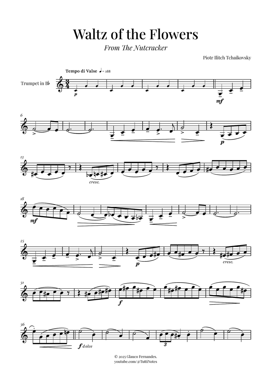 Waltz of the Flowers (Tchaikovsky) | Exquisite Sheet Music B-Flat Trumpet scores gallery preview page 1