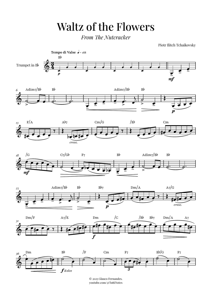 Waltz of the Flowers (Tchaikovsky) | Exquisite Sheet Music B-Flat Trumpet scores gallery preview page 1