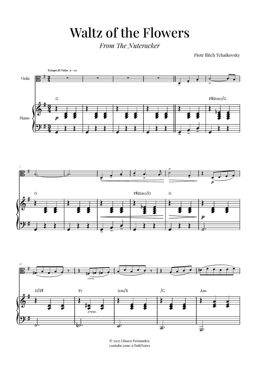 Waltz of the Flowers (Tchaikovsky) | Exquisite Sheet Music Viola scores gallery preview page 1