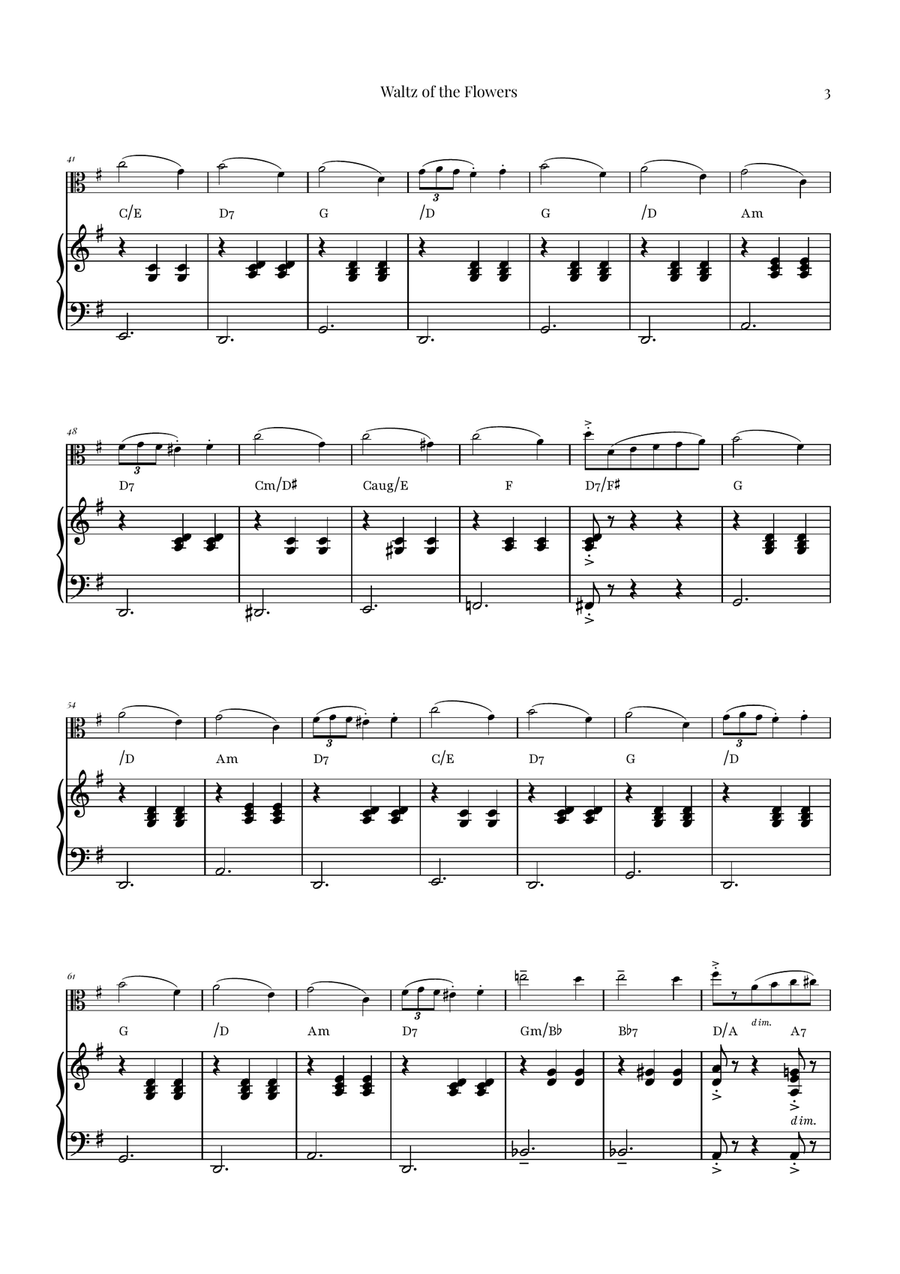 Waltz of the Flowers (Tchaikovsky) | Exquisite Sheet Music Viola scores gallery preview page 3