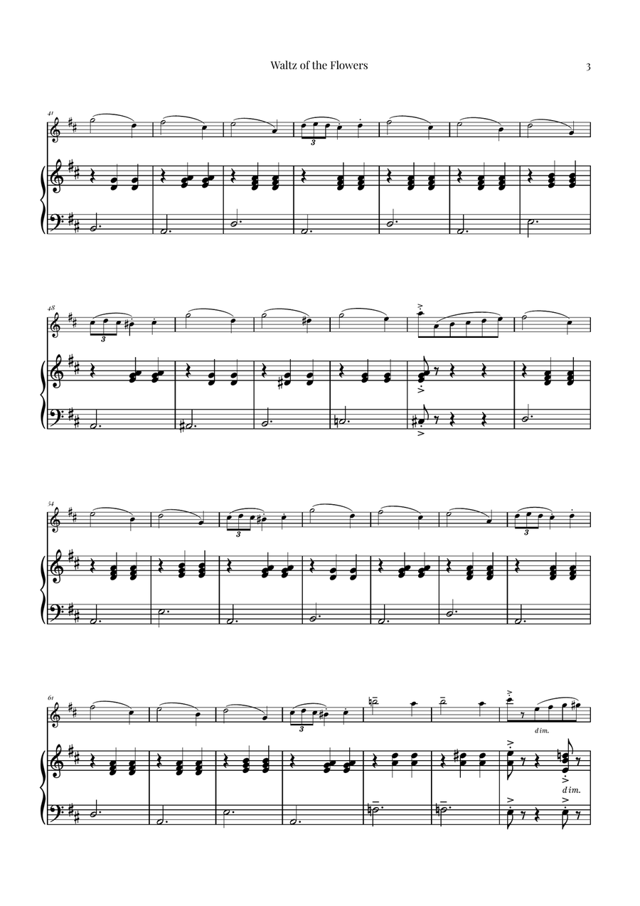 Waltz of the Flowers (Tchaikovsky) | Exquisite Sheet Music Violin Solo scores gallery preview page 3
