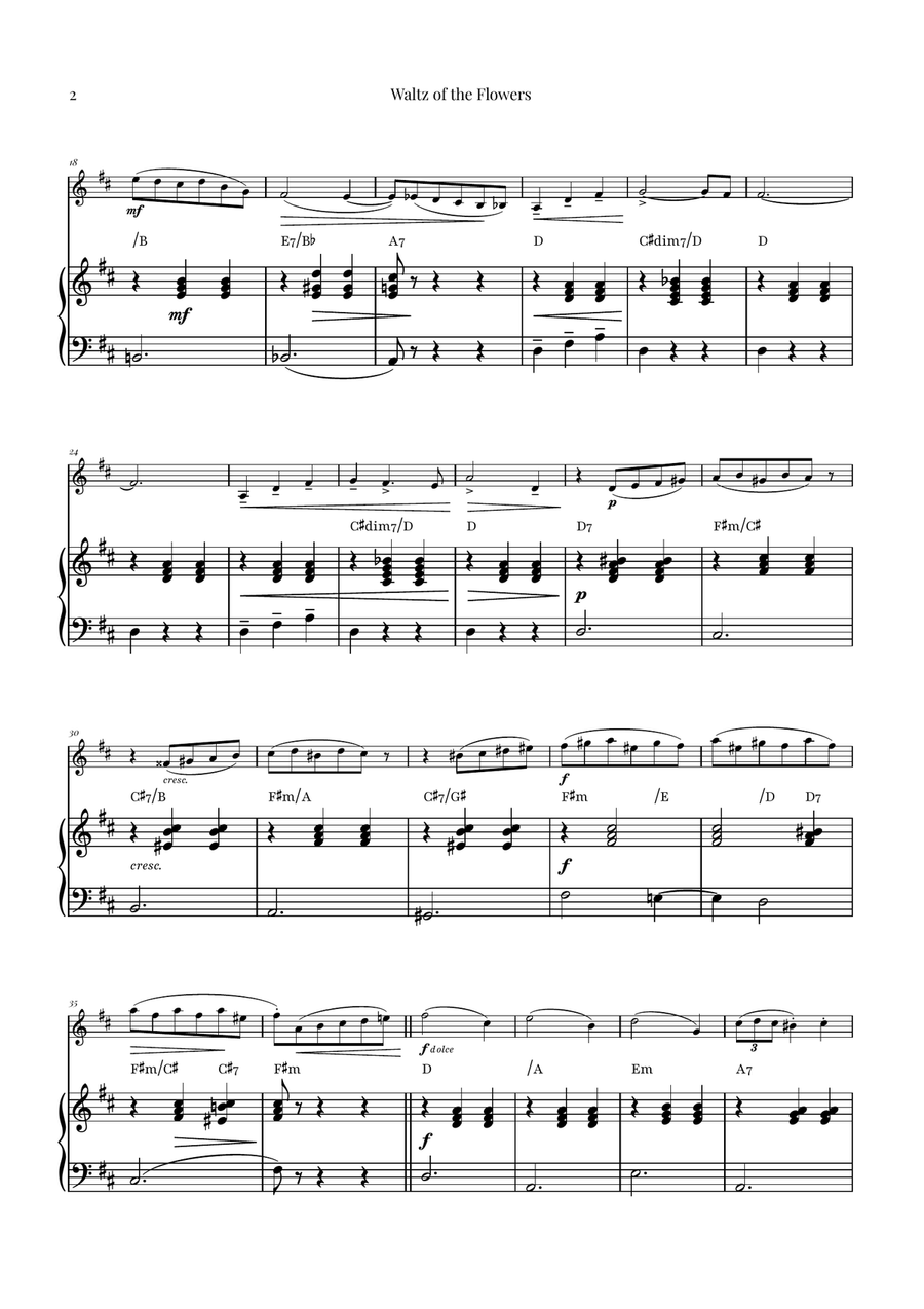 Waltz of the Flowers (Tchaikovsky) | Exquisite Sheet Music Violin Solo scores gallery preview page 2