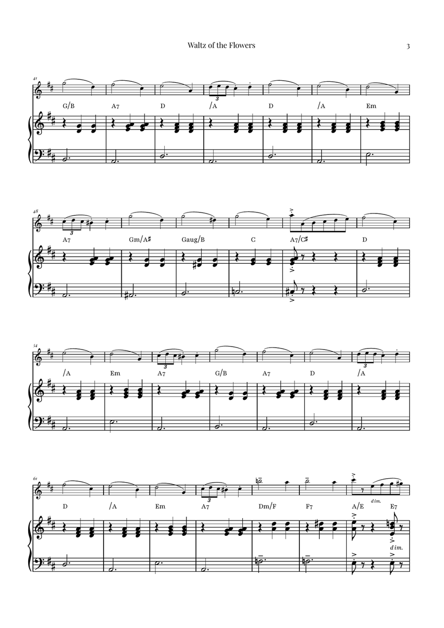 Waltz of the Flowers (Tchaikovsky) | Exquisite Sheet Music Violin Solo scores gallery preview page 3