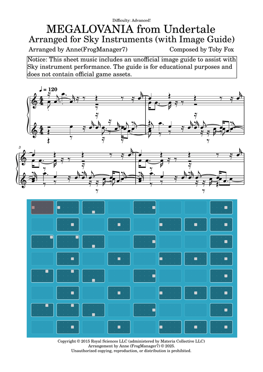 Megalovania Piano Solo scores gallery preview page 1