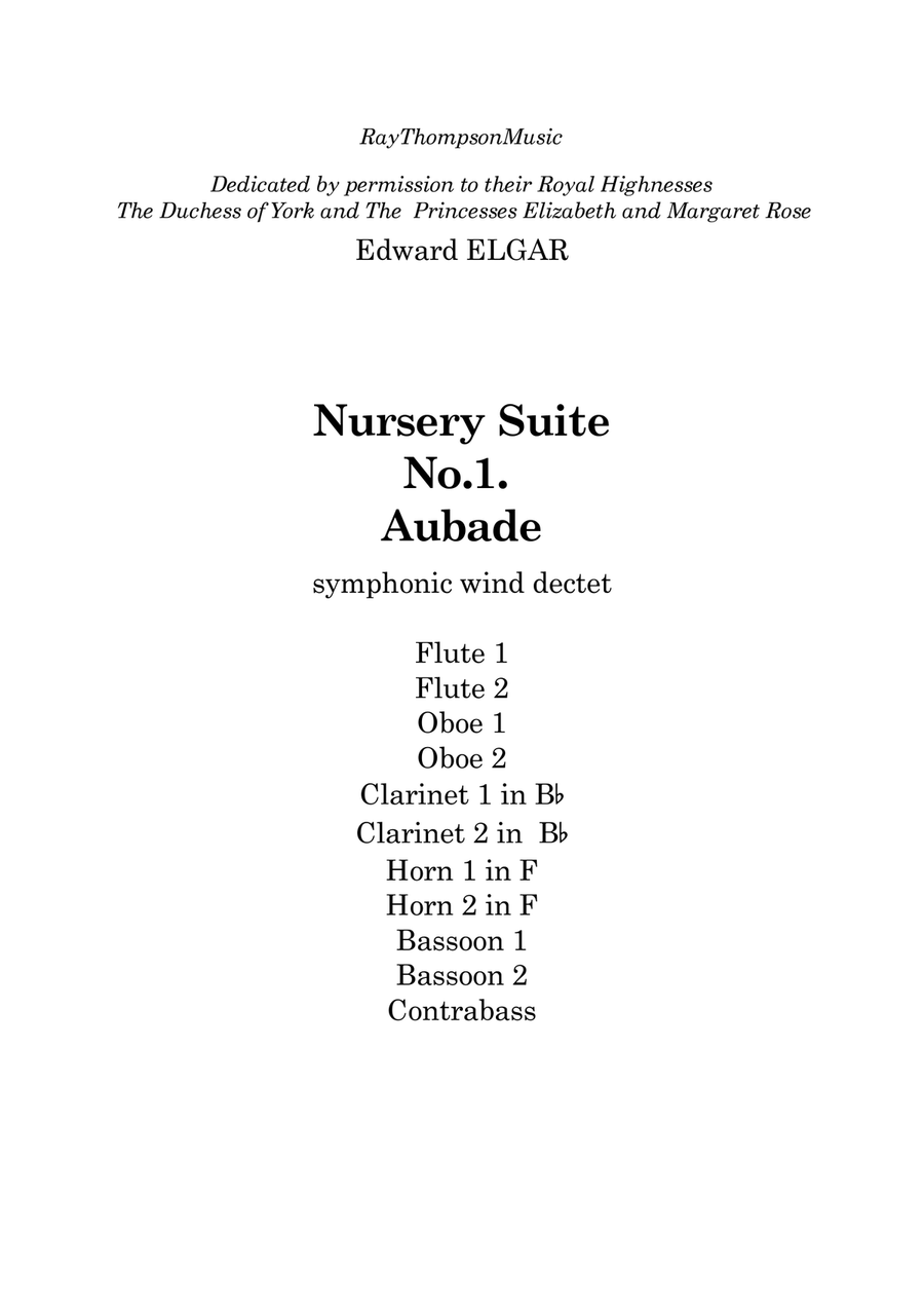 Elgar: Nursery Suite Mvt.1 Aubade - symphonic wind dectet Woodwind Quintet scores gallery preview page 1