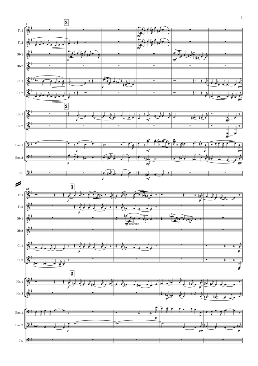 Elgar: Nursery Suite Mvt.1 Aubade - symphonic wind dectet Woodwind Quintet scores gallery preview page 3