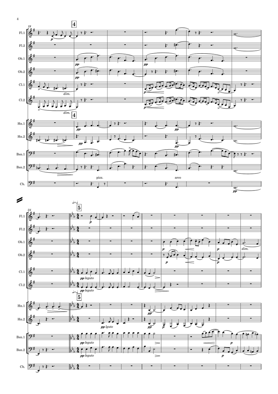 Elgar: Nursery Suite Mvt.1 Aubade - symphonic wind dectet Woodwind Quintet scores gallery preview page 4