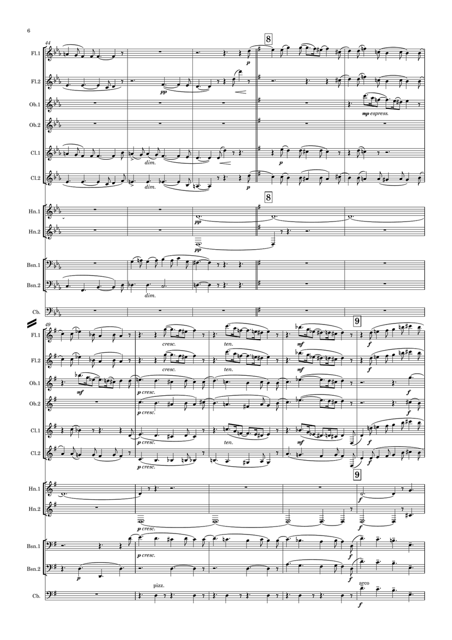 Elgar: Nursery Suite Mvt.1 Aubade - symphonic wind dectet Woodwind Quintet scores gallery preview page 6