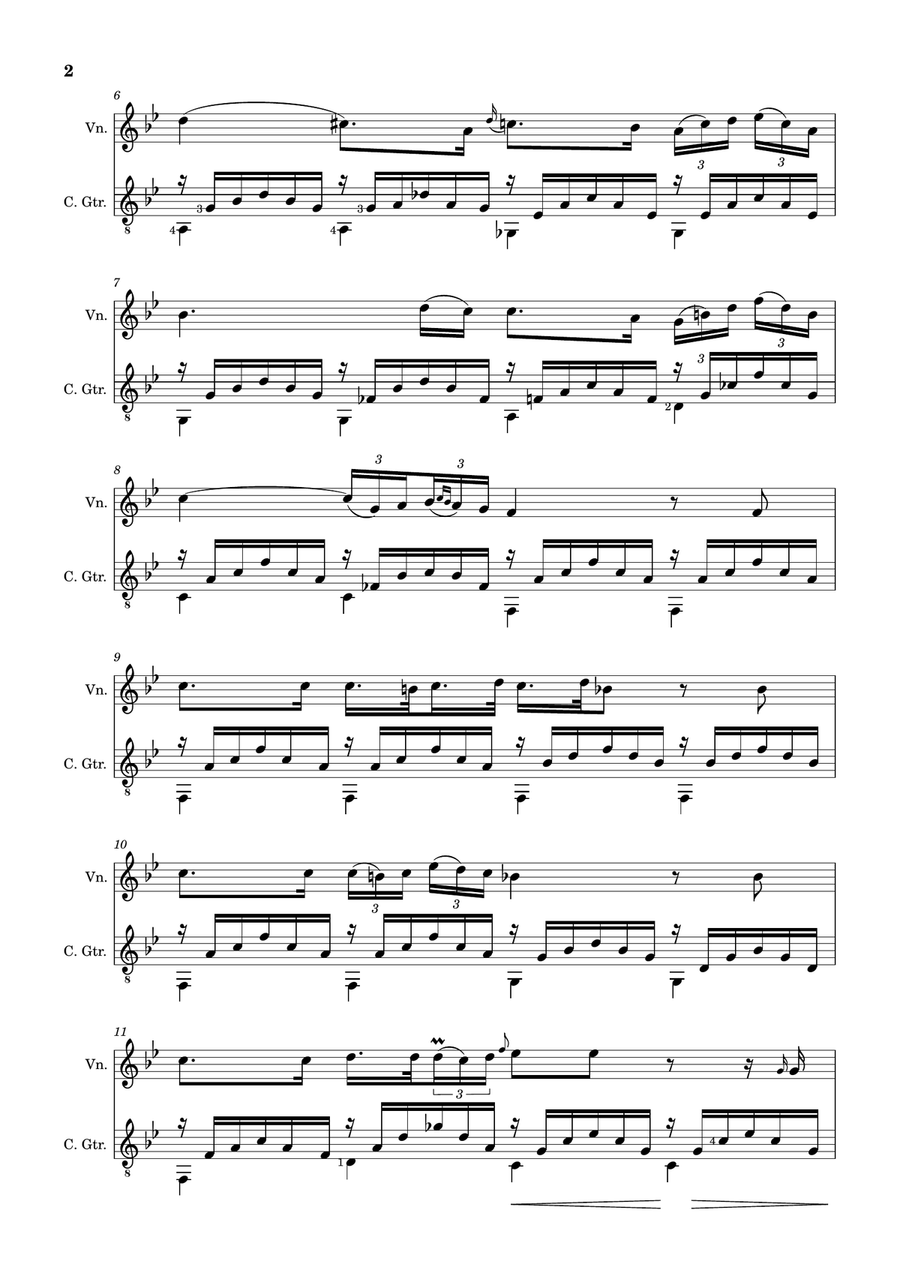 Ave Maria by F. Schubert – Arranged for Violin and Guitar String Duet scores gallery preview page 2