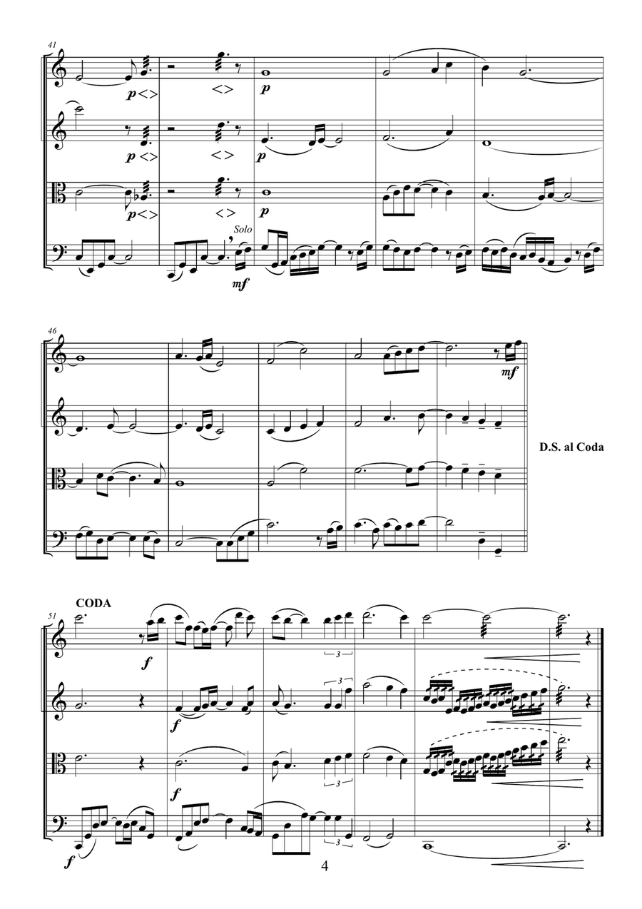 DOA SEORANG ANAK Indonesian song String Quartet scores gallery preview page 4
