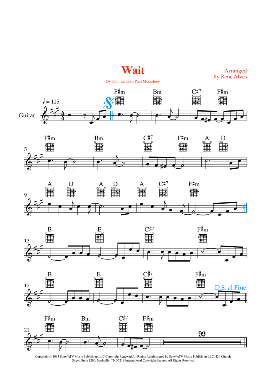 Wait Wait Acoustic Guitar scores gallery preview page 1