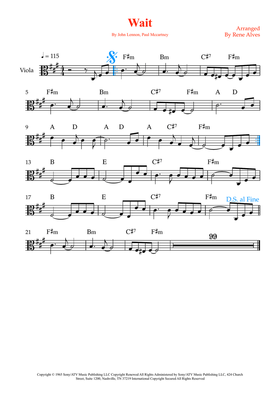 Wait Wait Viola Solo scores gallery preview page 1