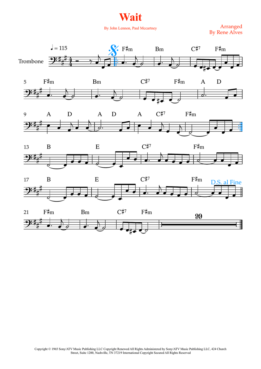 Wait Wait Trombone Solo scores gallery preview page 1