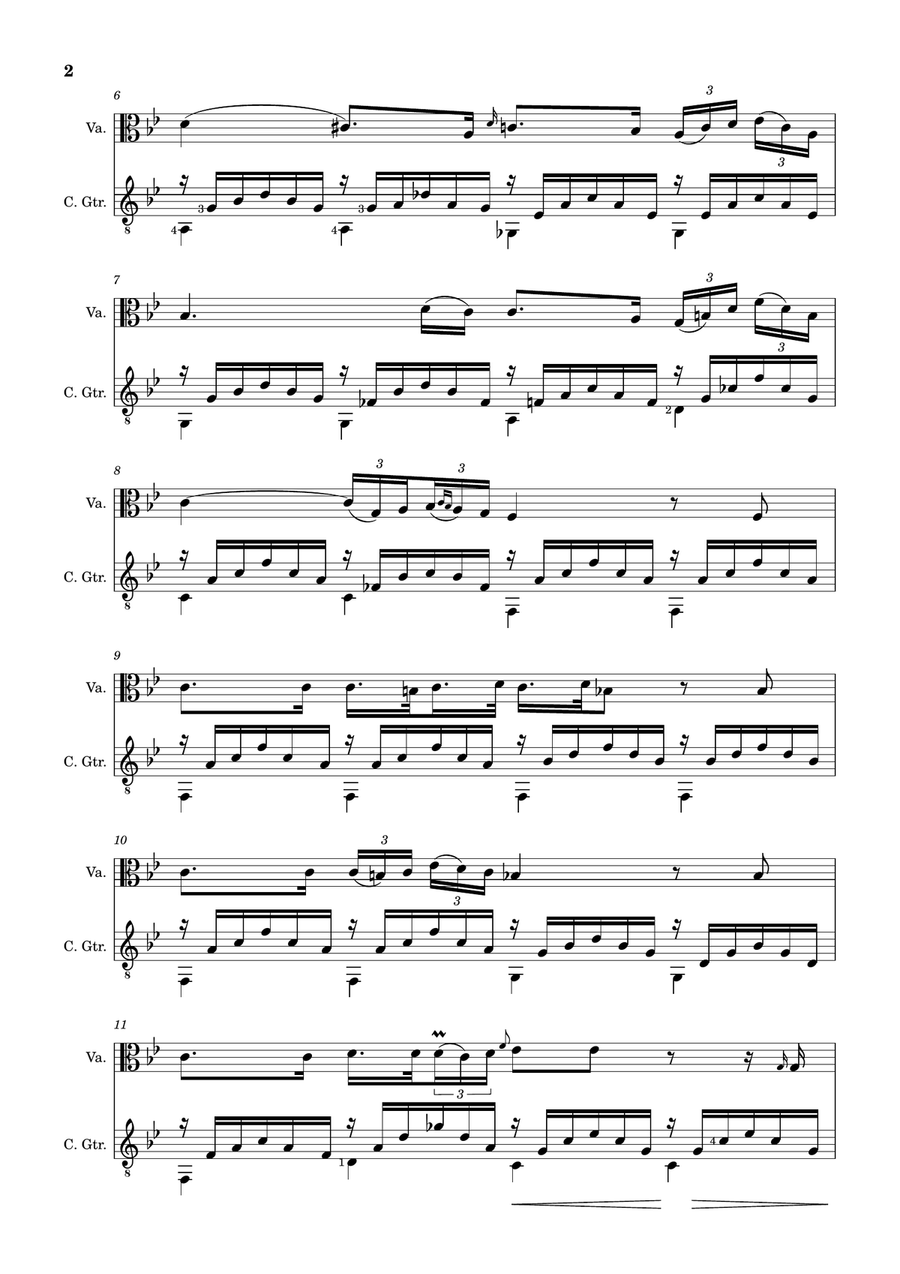 Ave Maria by F. Schubert – Arranged for Viola and Guitar String Duet scores gallery preview page 2