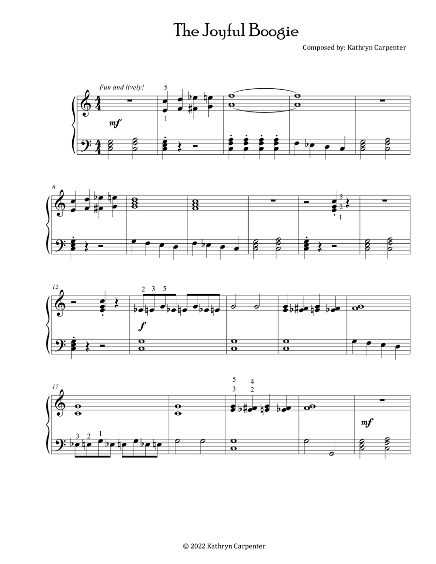 The Joyful Boogie (Easy Jazz Piano) Piano Method scores gallery preview page 1