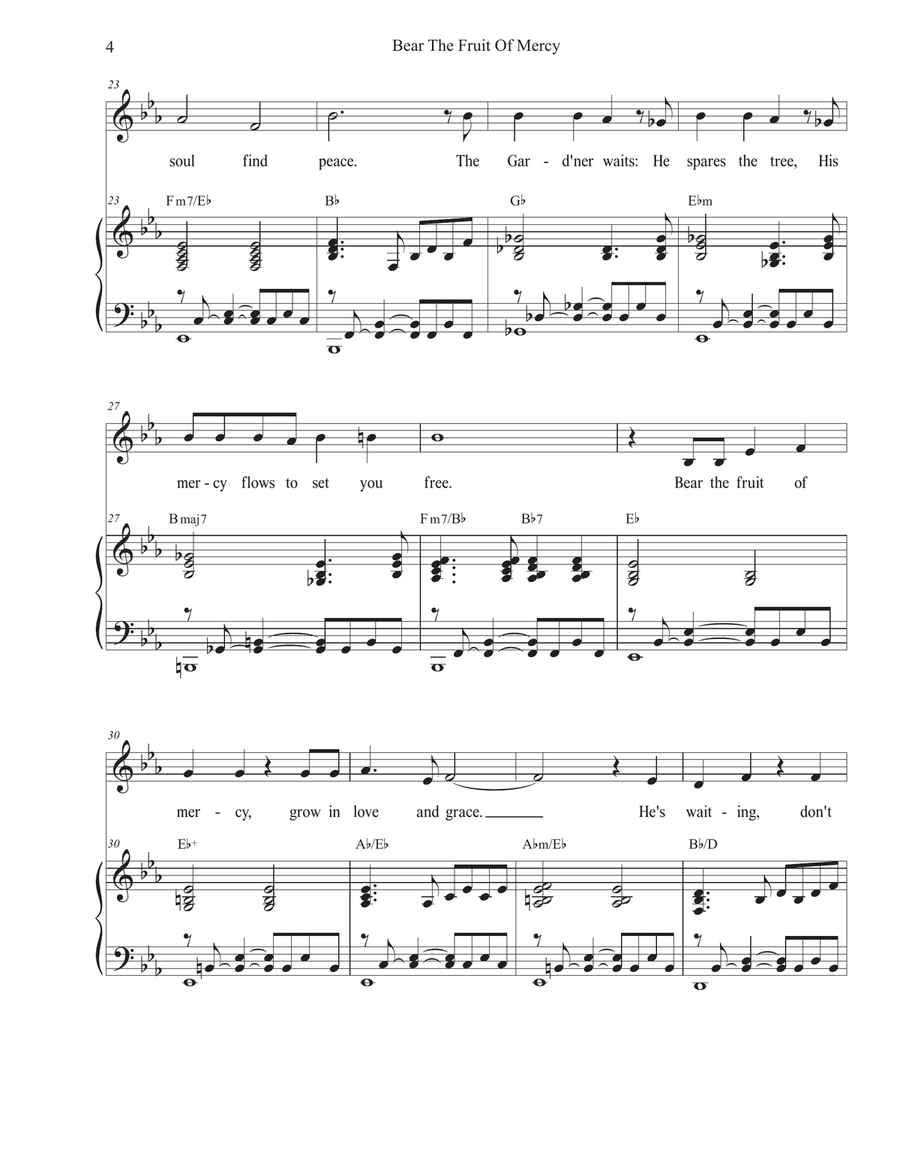 Bear The Fruit Of Mercy (Unison choir) Unison Choir scores gallery preview page 4