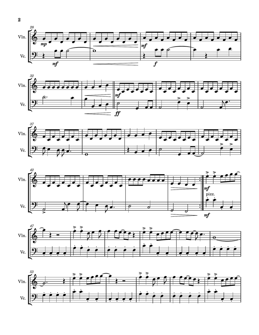 Sweet Caroline String Duet scores gallery preview page 2