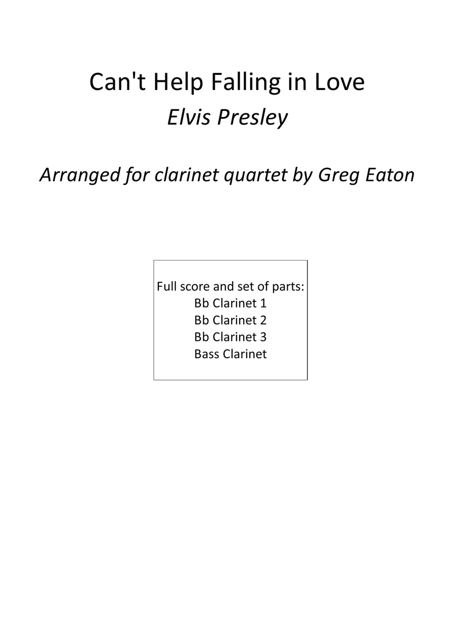 Can't Help Falling In Love Clarinet Quartet scores gallery preview page 1