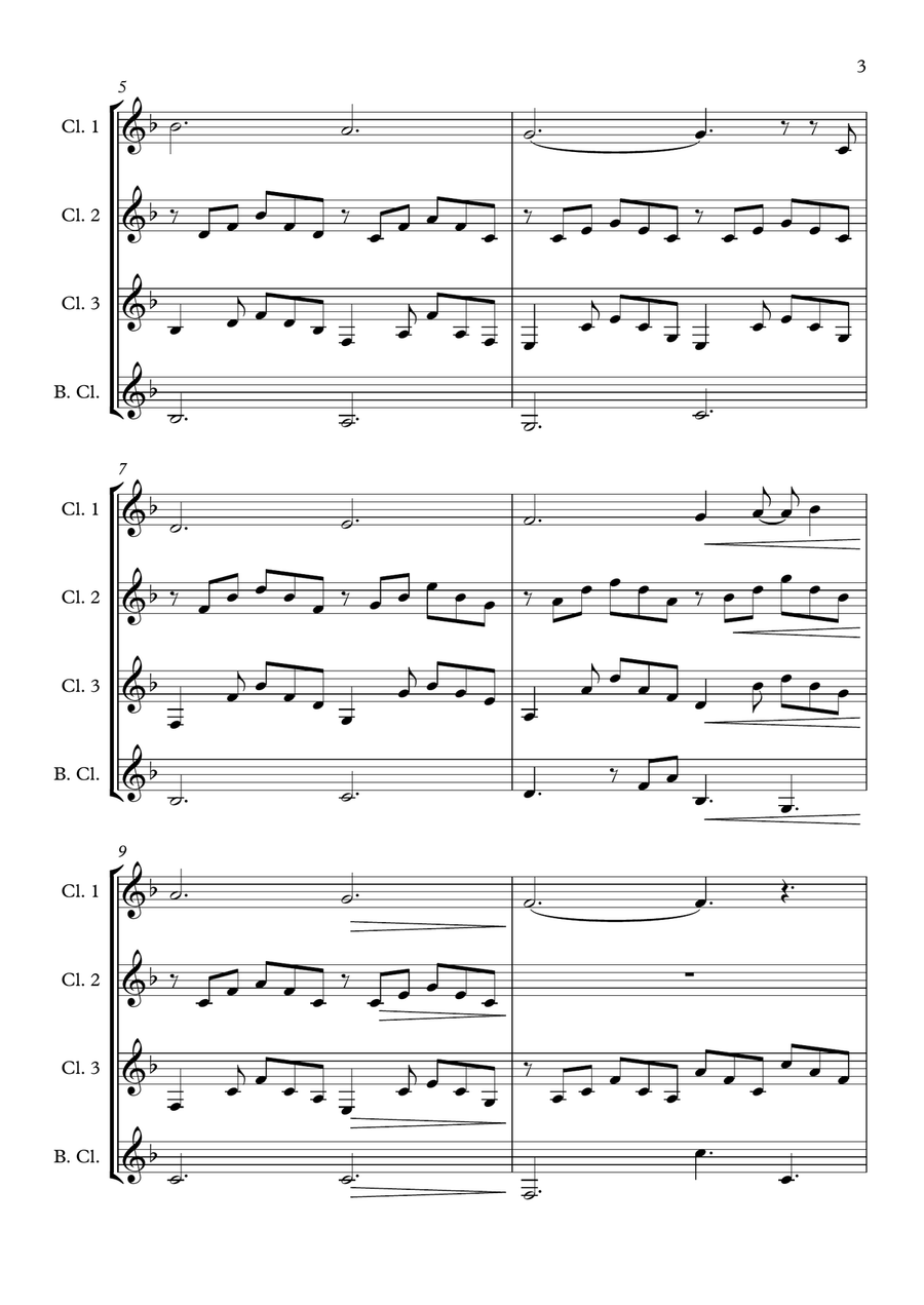 Can't Help Falling In Love Clarinet Quartet scores gallery preview page 3
