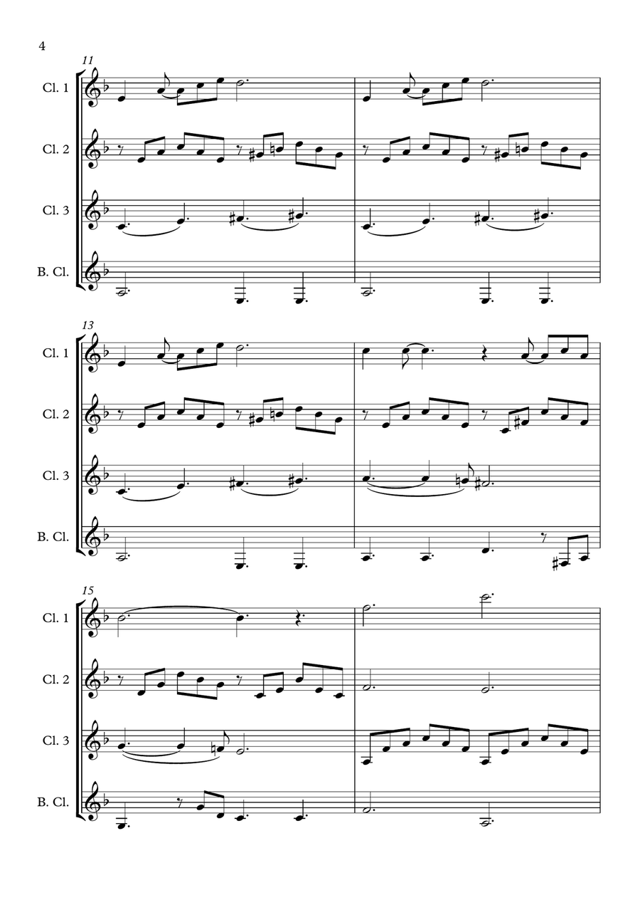 Can't Help Falling In Love Clarinet Quartet scores gallery preview page 4