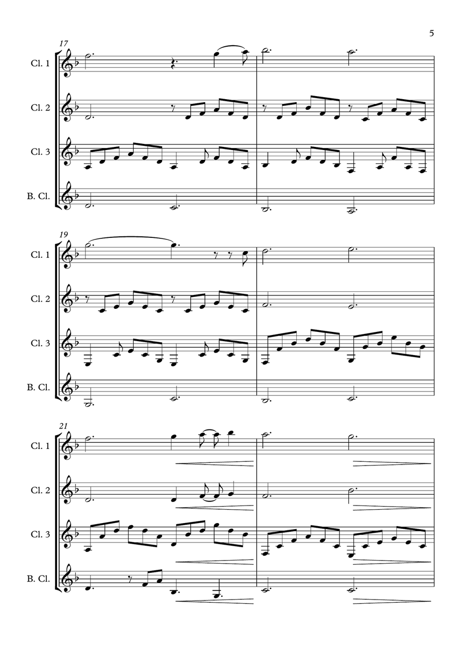 Can't Help Falling In Love Clarinet Quartet scores gallery preview page 5