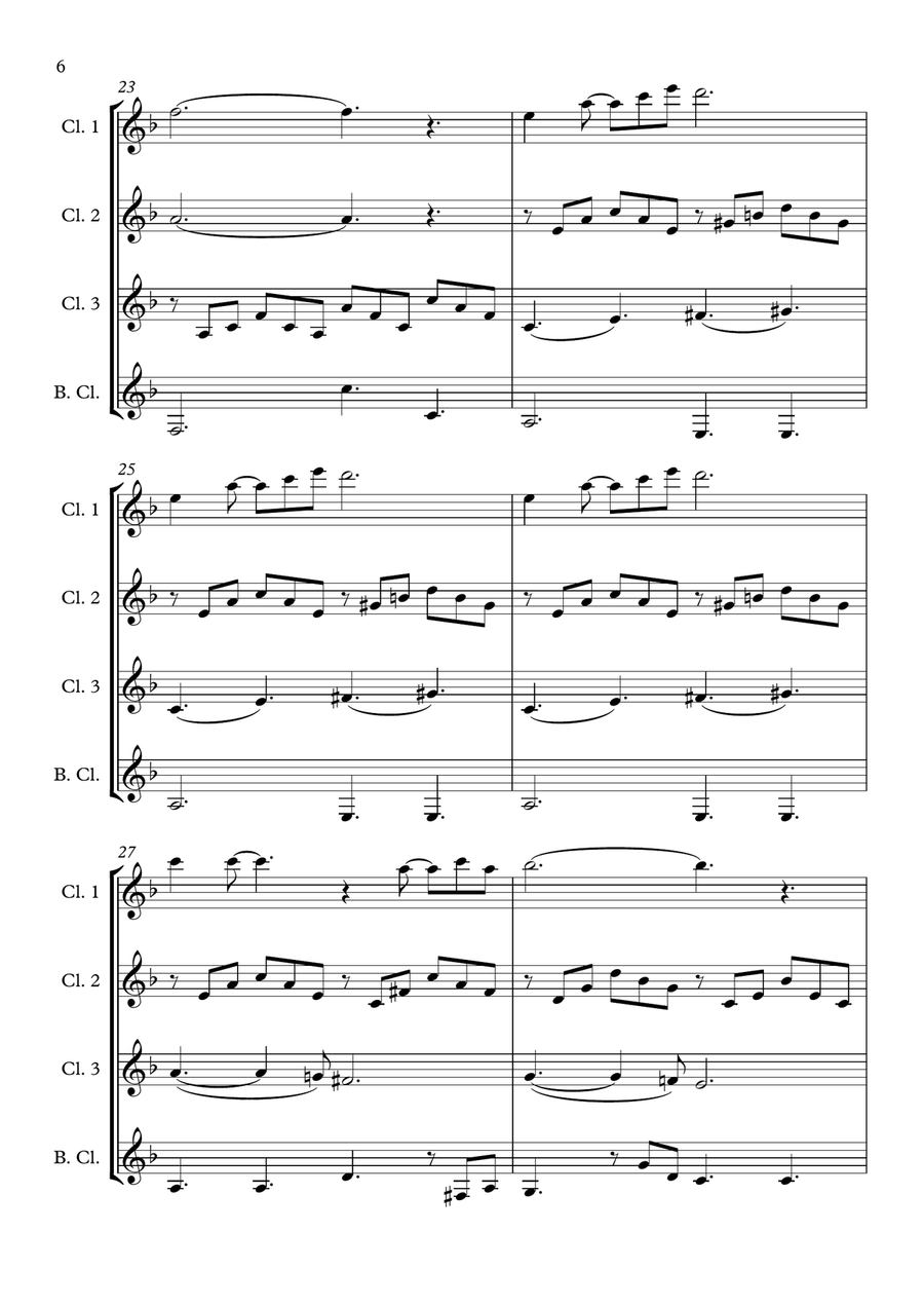 Can't Help Falling In Love Clarinet Quartet scores gallery preview page 6