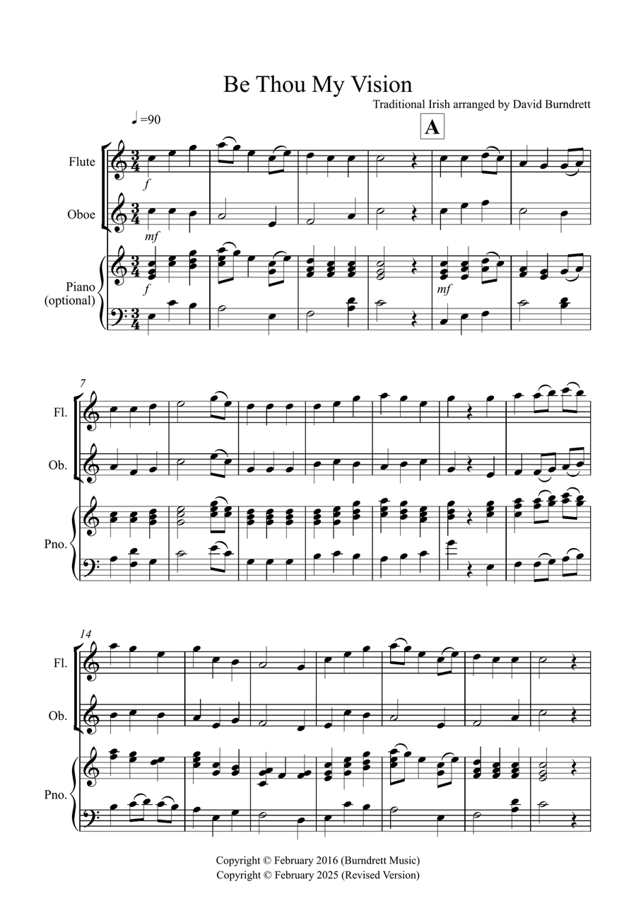 Be Thou My Vision for Flute and Oboe Duet Woodwind Duet scores gallery preview page 1