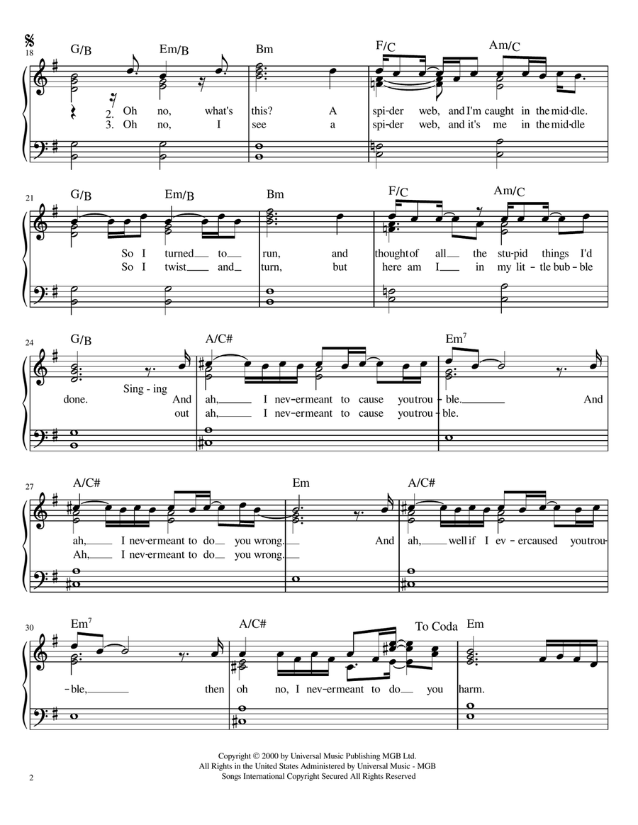 Trouble Trouble Easy Piano scores gallery preview page 2