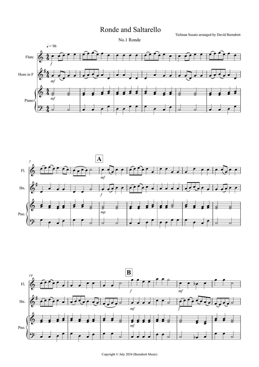 Ronde and Saltarello for Flute and Horn Duet Woodwind Duet scores gallery preview page 1