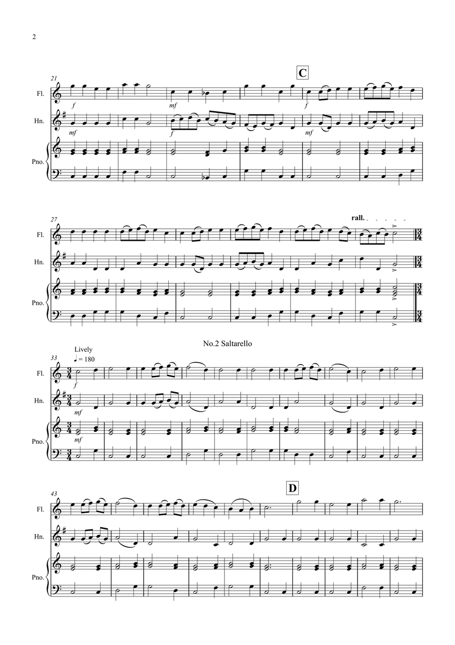 Ronde and Saltarello for Flute and Horn Duet Woodwind Duet scores gallery preview page 2
