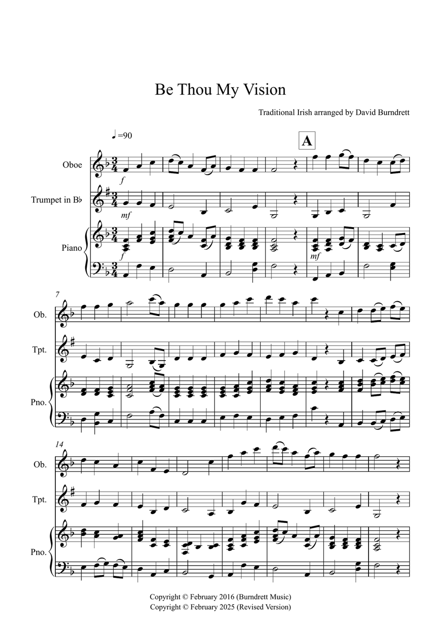 Be Thou My Vision for Oboe and Trumpet Duet Trumpet Duet scores gallery preview page 1