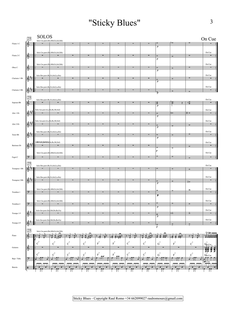 Sticky Blues - CONCERT BAND + Rhythm section Score & Parts Concert Band scores gallery preview page 3