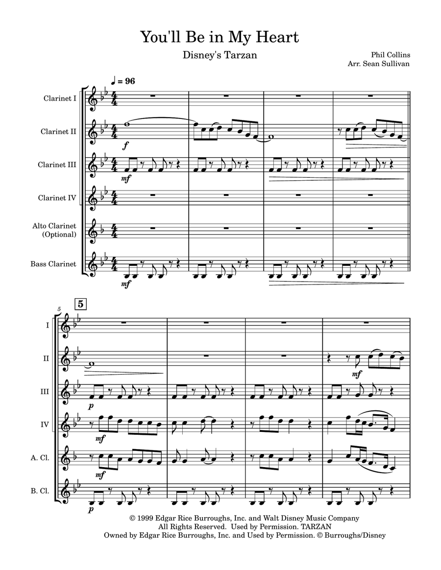 You'll Be In My Heart You'll Be In My Heart Clarinet Quintet scores gallery preview page 2